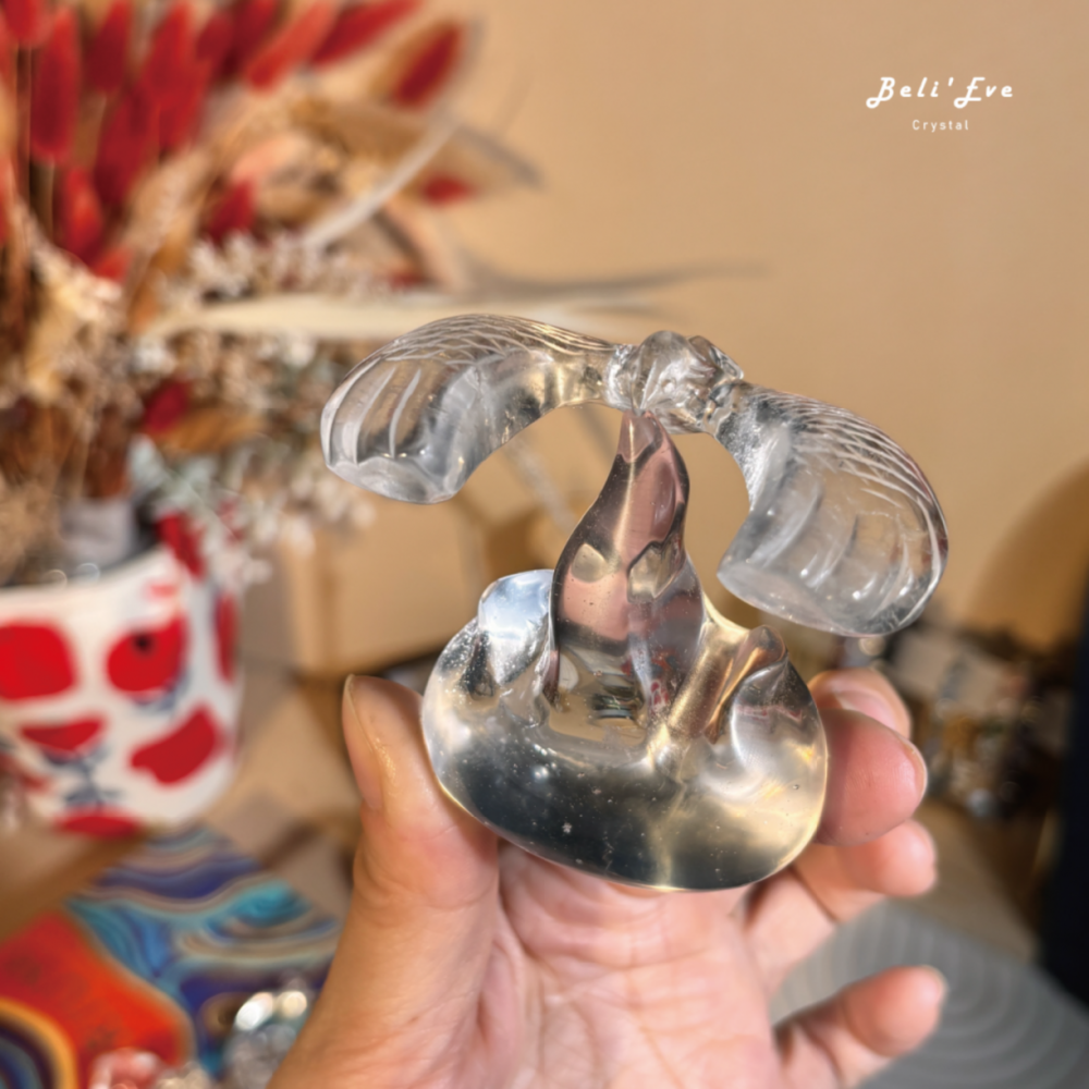 『寓意勇敢』人工雕刻 萬能水晶之王『白水晶』轉轉老鷹 迎接挑戰