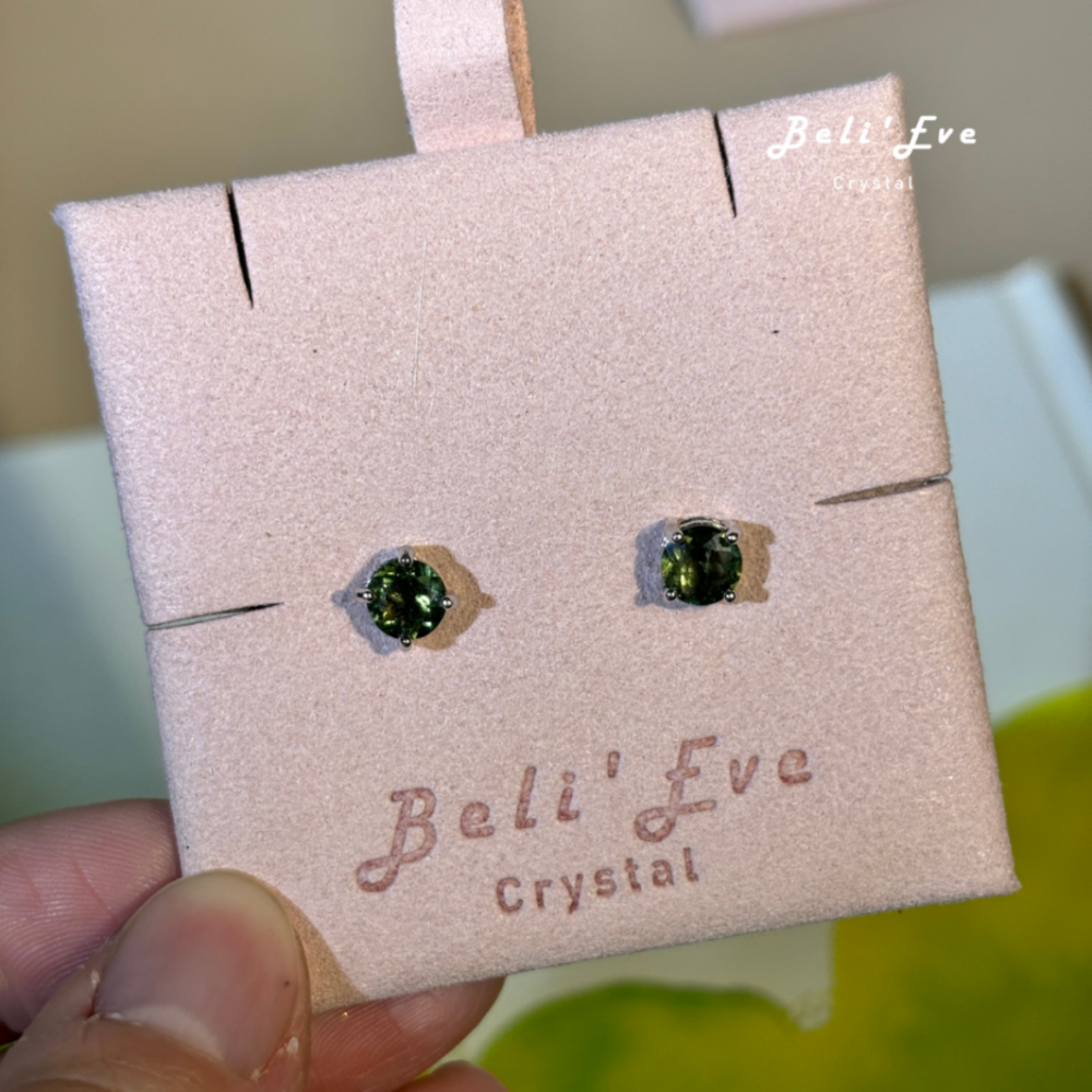 『顯化與轉化』捷克隕石6MM純銀耳環Moldavite 療癒師最愛