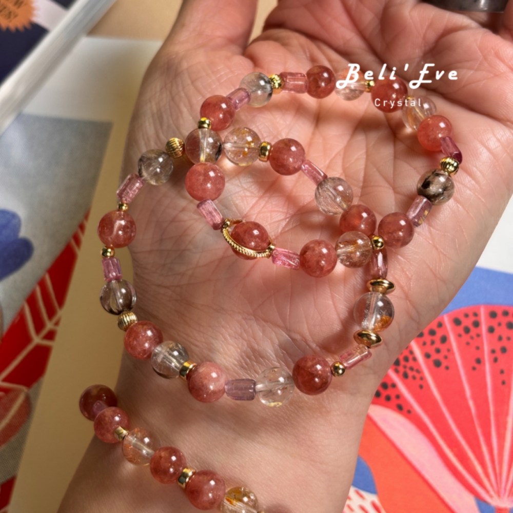 『感情升溫』高品紅紋石+膠花黑銀鈦+粉碧璽-姻緣婚姻 拒絕爛桃花 創傷療癒