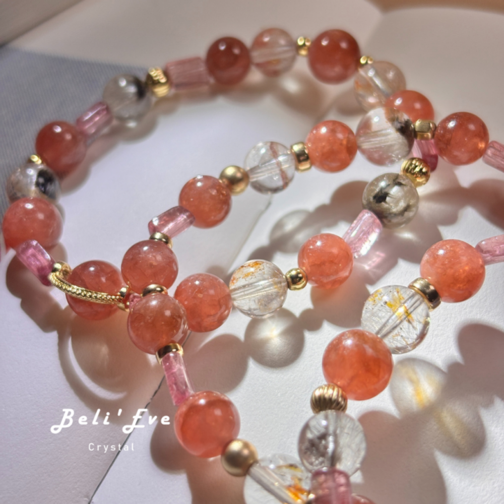 『感情升溫』高品紅紋石+膠花黑銀鈦+粉碧璽-姻緣婚姻 拒絕爛桃花 創傷療癒