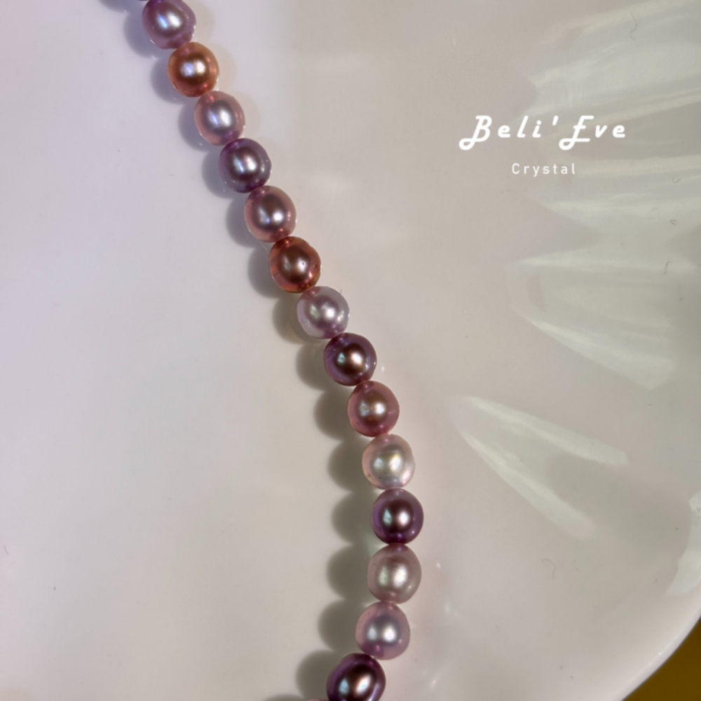 『自我肯定』淡水糖果珍珠 愛迪生配色 40+5CM 近圓巴洛克 天然珍珠非人造貝珠