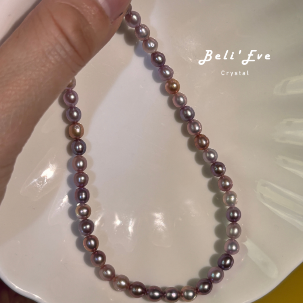 『自我肯定』淡水糖果珍珠 愛迪生配色 40+5CM 近圓巴洛克 天然珍珠非人造貝珠