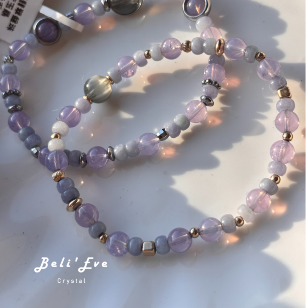 『情緒管理』MAX紫玉晶+天然A貨紫翡翠+貓眼藍兔毛主石