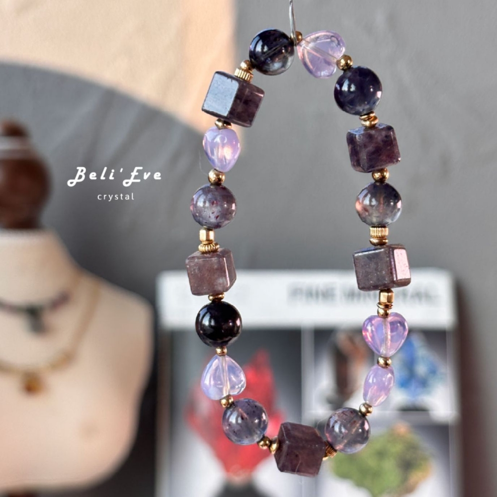 『三倍情緒管理2.0』血滴菫青石+寶石藍菫青石+紫玉晶愛心造型