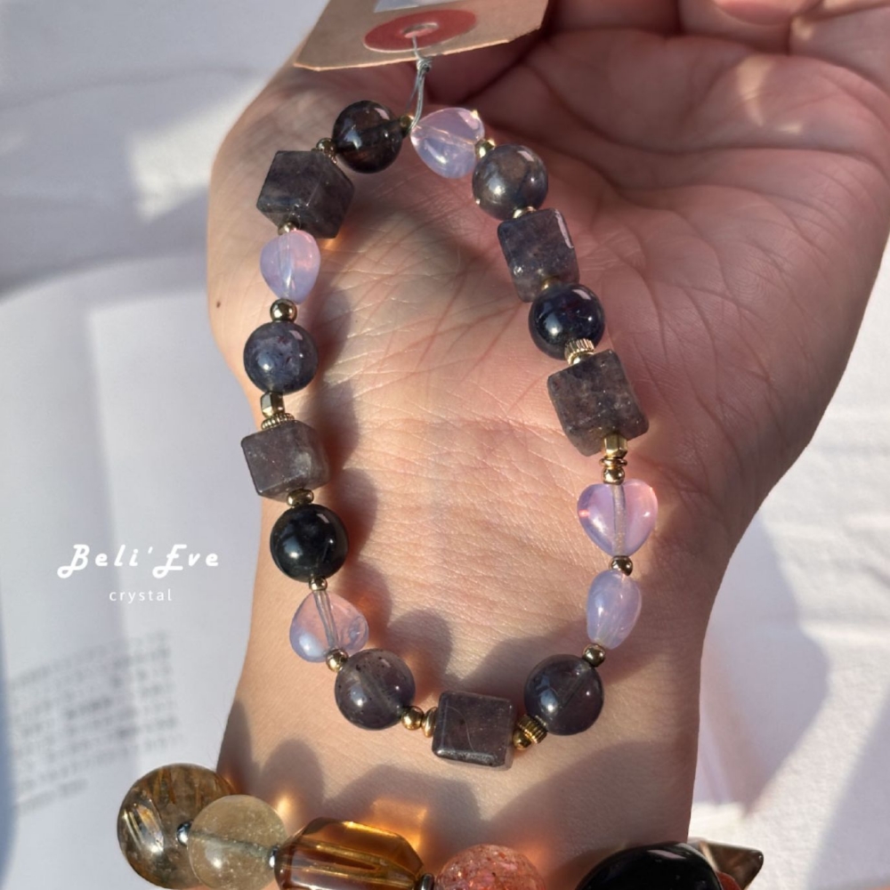 『三倍情緒管理2.0』血滴菫青石+寶石藍菫青石+紫玉晶愛心造型