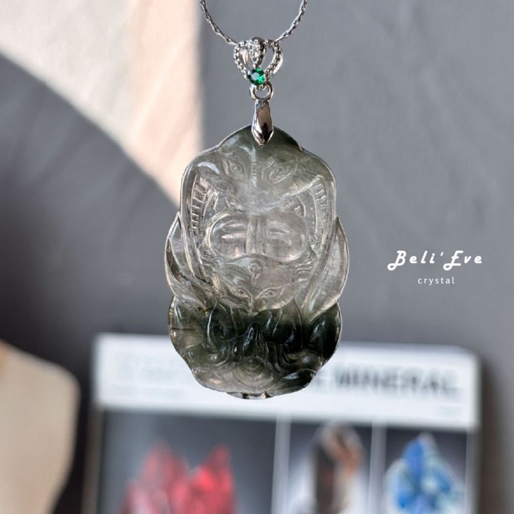 『升遷加薪』綠髮晶九尾狐吊墜  人緣許願 工作情緒冷靜不慌張