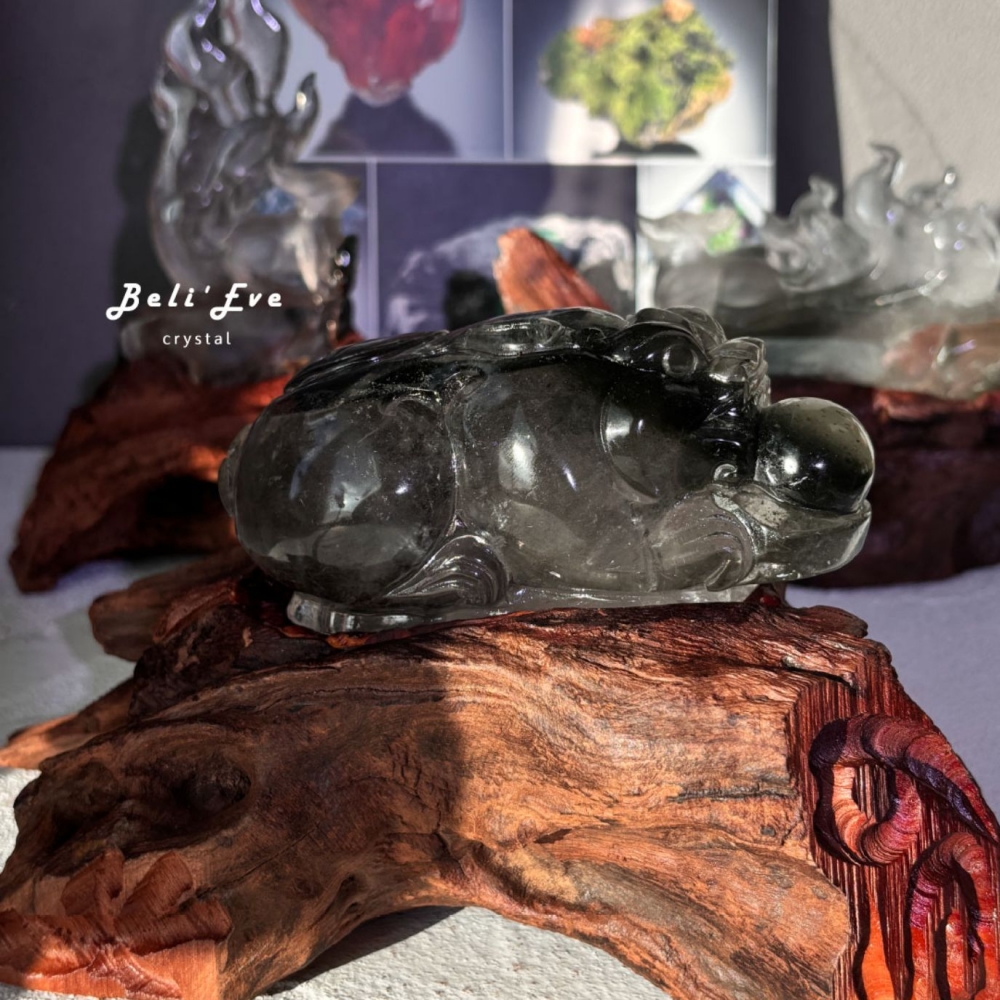 『有求必應』深綠幽靈水晶球守護貔貅+底座 避邪招貴人 業績加強 生意興隆