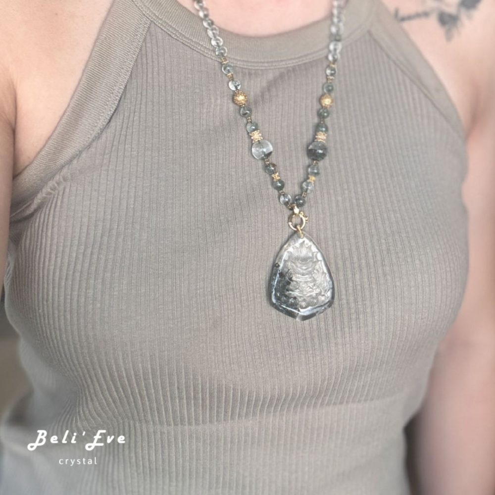 『業績加強』綠幽靈九尾狐+同款長珠鏈 許願招貴人 業績加強 突破目標