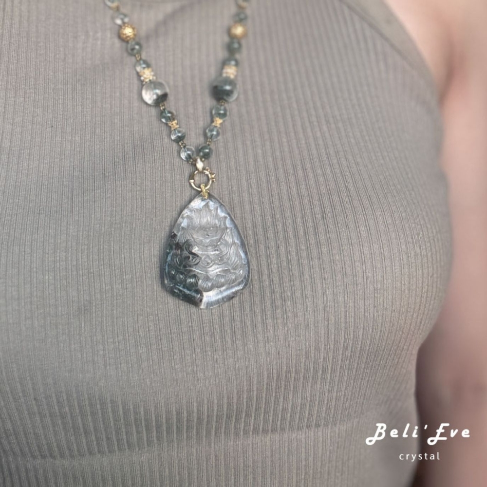 『業績加強』綠幽靈九尾狐+同款長珠鏈 許願招貴人 業績加強 突破目標