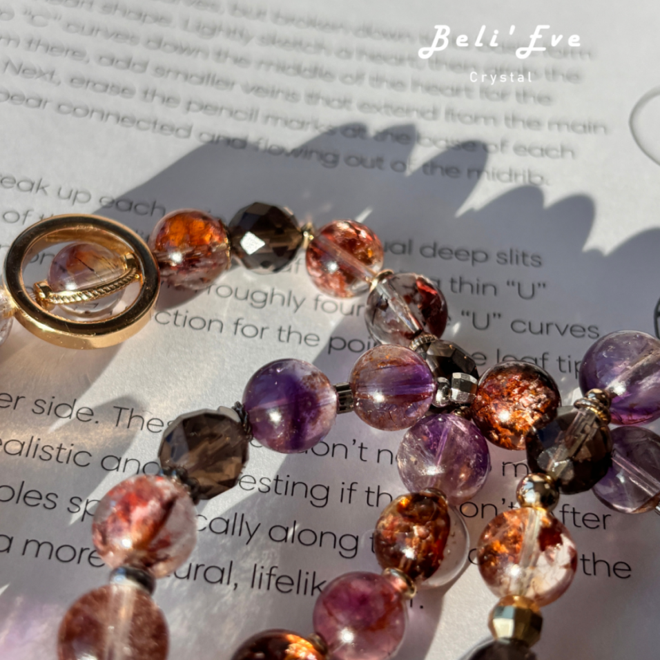 『超強揚升』馬島骸骨+超七膠花+茶晶切面 覺醒覺知 所有能量對應 幸福與幸運石 導引人生意義