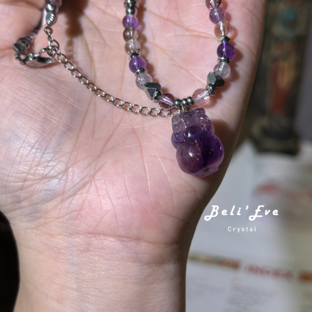 『七倍能量』 超七項鍊+精品粉紫超七貔貅項鍊 超級七水晶 全能量都有
