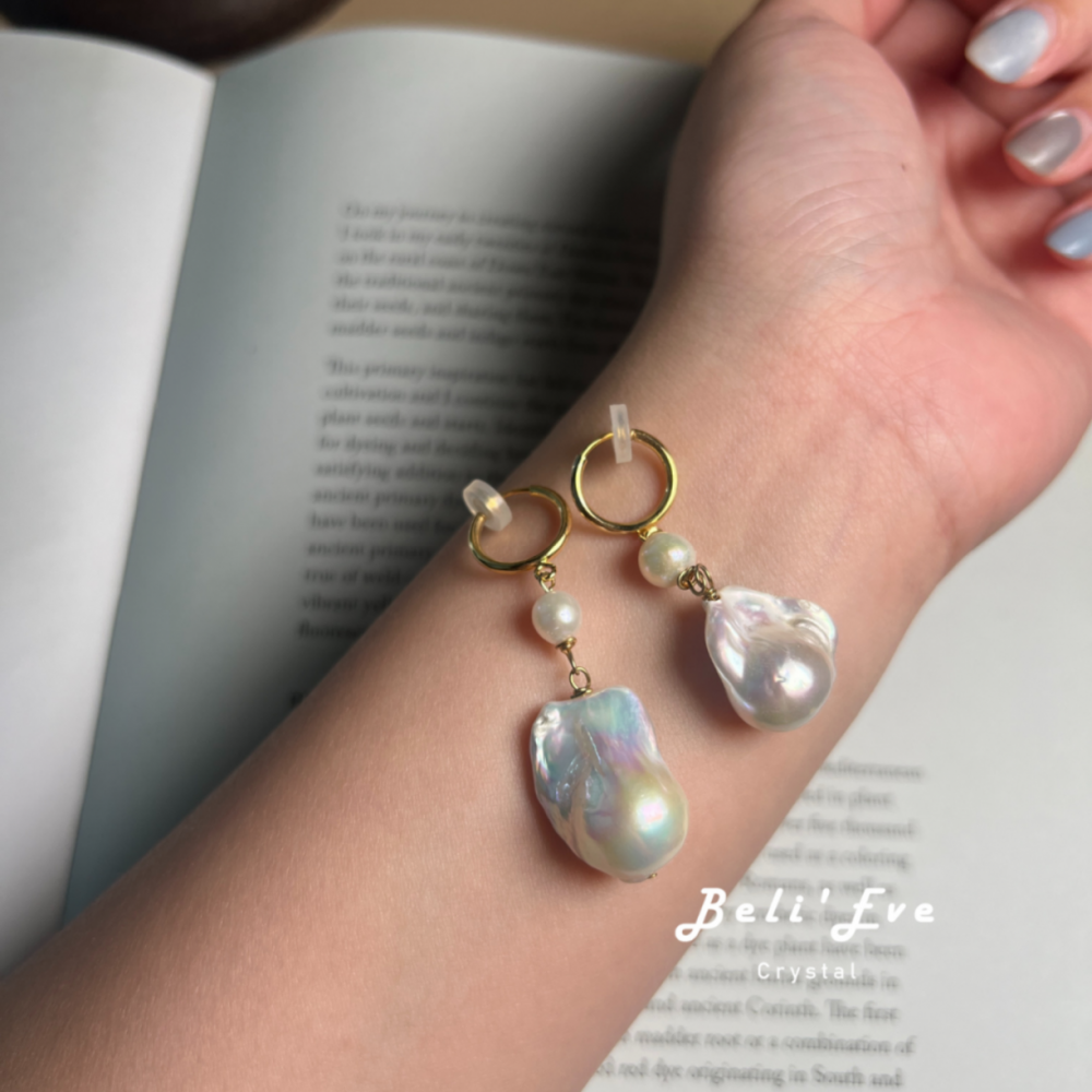 極光光澤MAX巴洛克珍珠耳環 訂製耳環/可改耳夾