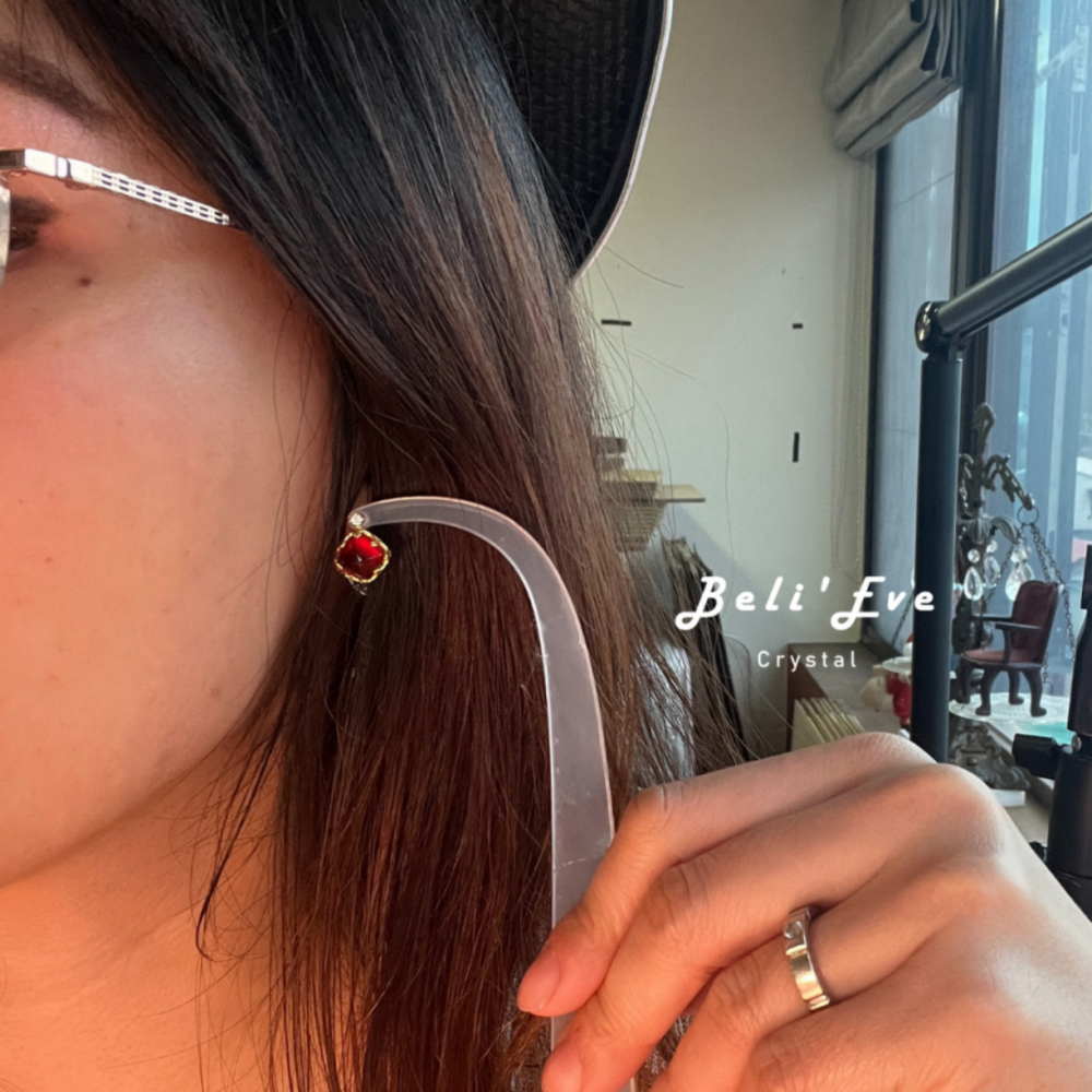 『貴人多多』唐塔紫水晶/石榴石 純銀耳環