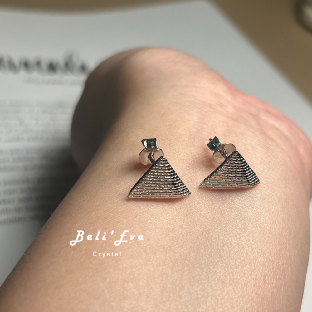 埃及進口 金字塔 925純銀耳環