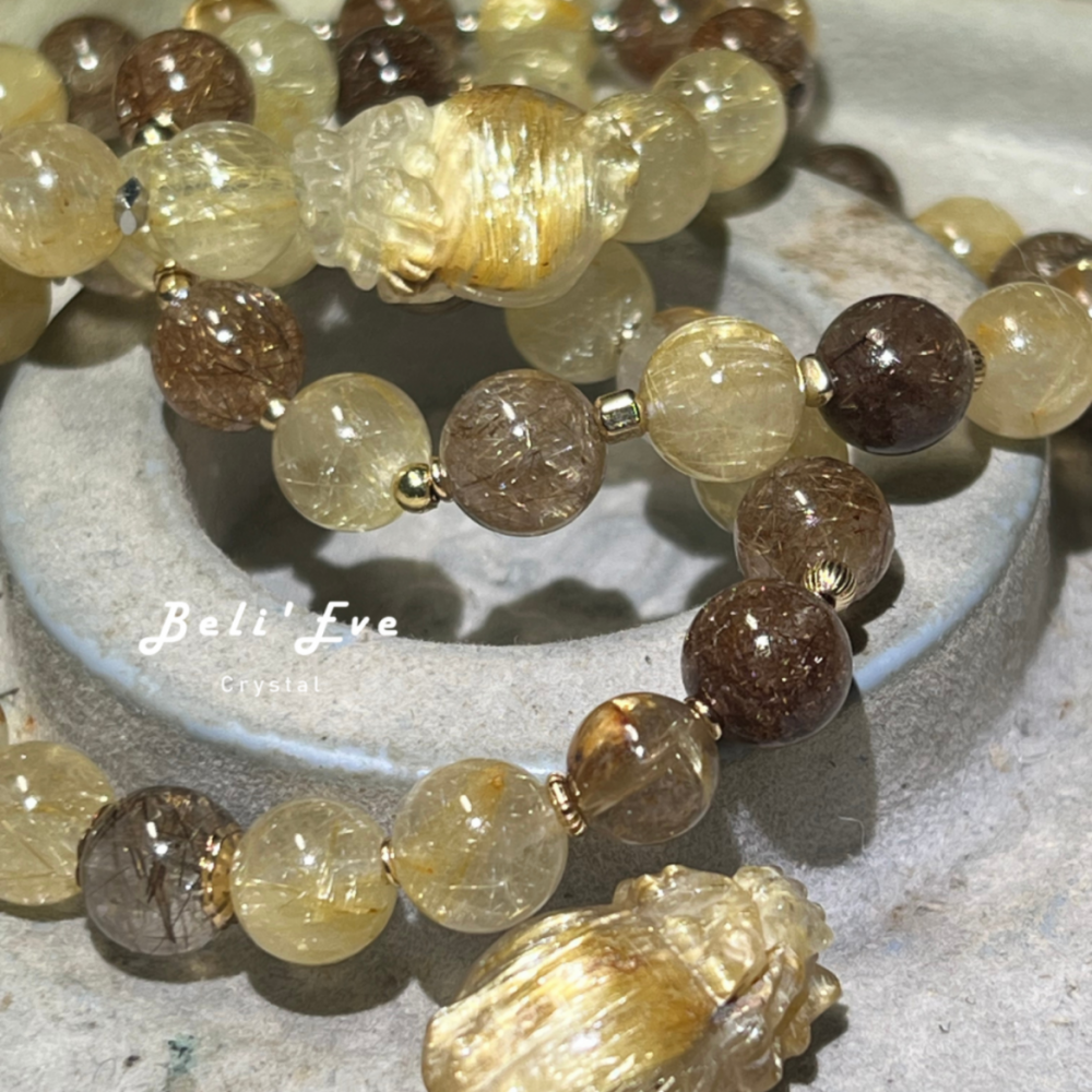 『三倍招財9.0』魔鬼髮晶+鈦晶+維納絲金髮 星家熱銷款 招財 正財 事業加強 積極進取 充滿意志力