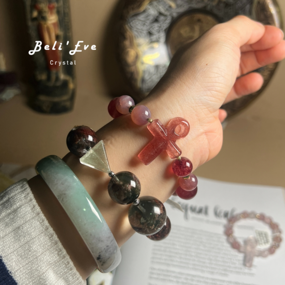 『感情維繫』金沙草莓晶安卡+金沙草莓晶+馬達加斯加粉晶 紫馬粉+設計款