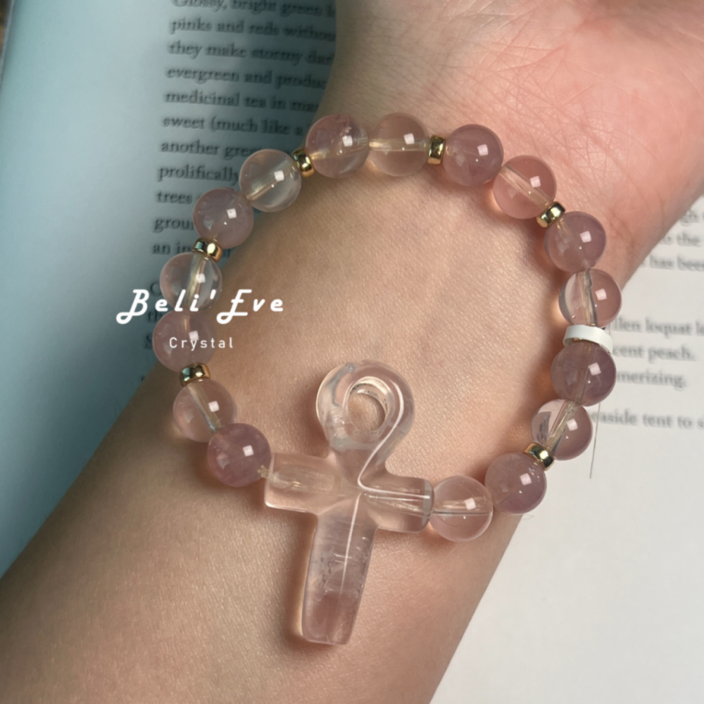 『創傷療癒』奶白晶安卡+粉黛粉晶+馬達加斯加粉晶 設計款