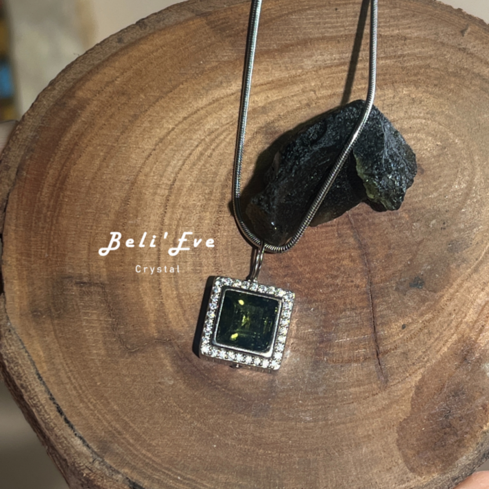 轉化人生『捷克隕石』身體改變 顯化願望 方塊純銀鑲嵌 項鍊