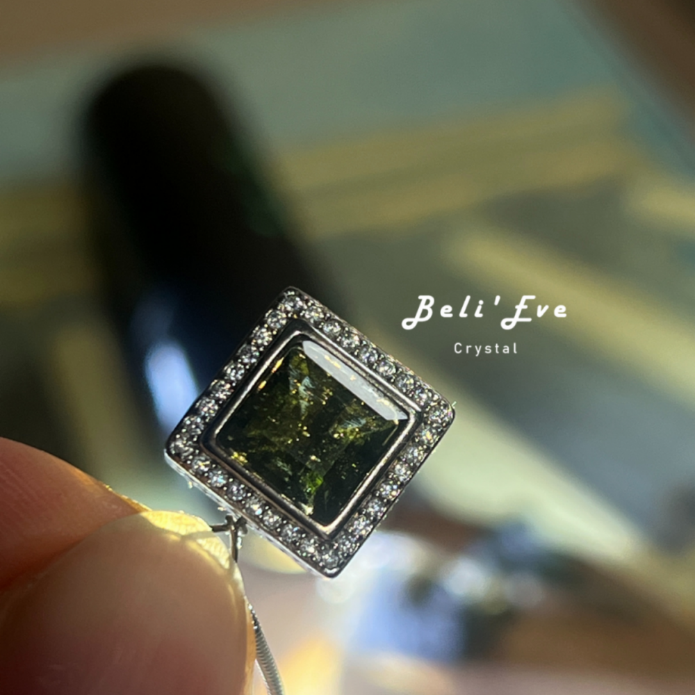 轉化人生『捷克隕石』身體改變 顯化願望 方塊純銀鑲嵌 項鍊