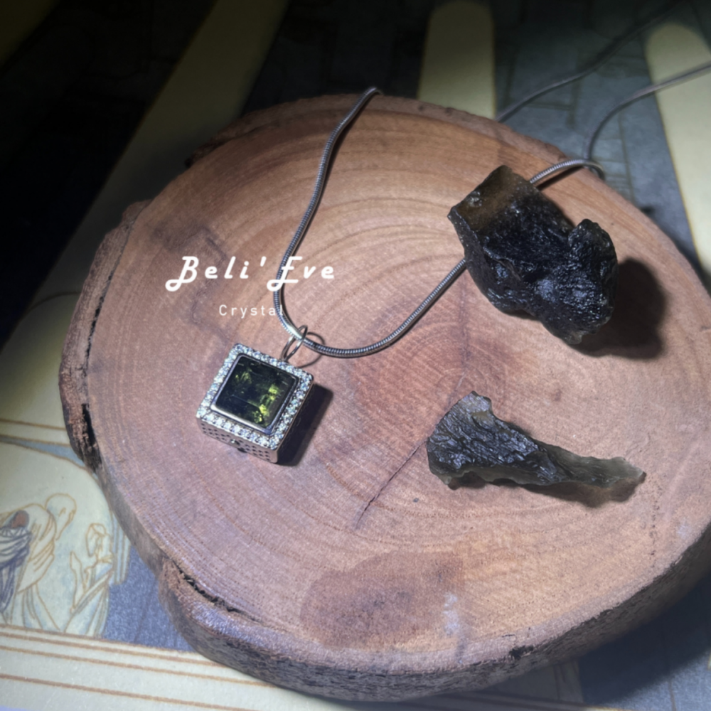 轉化人生『捷克隕石』身體改變 顯化願望 方塊純銀鑲嵌 項鍊