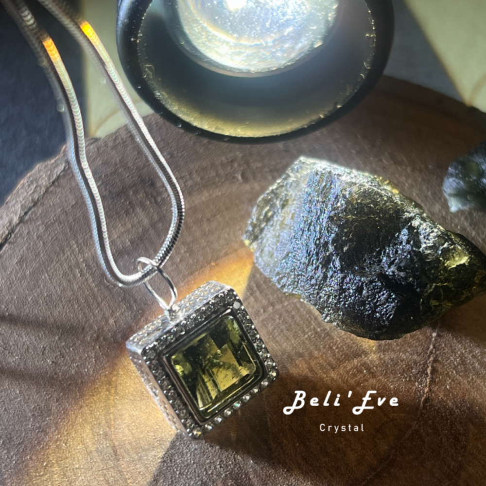 轉化人生『捷克隕石』身體改變 顯化願望 方塊純銀鑲嵌 項鍊