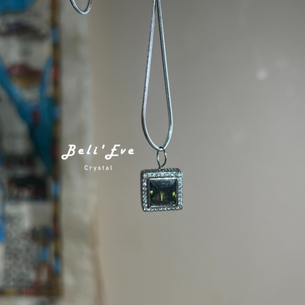 轉化人生『捷克隕石』身體改變 顯化願望 方塊純銀鑲嵌 項鍊