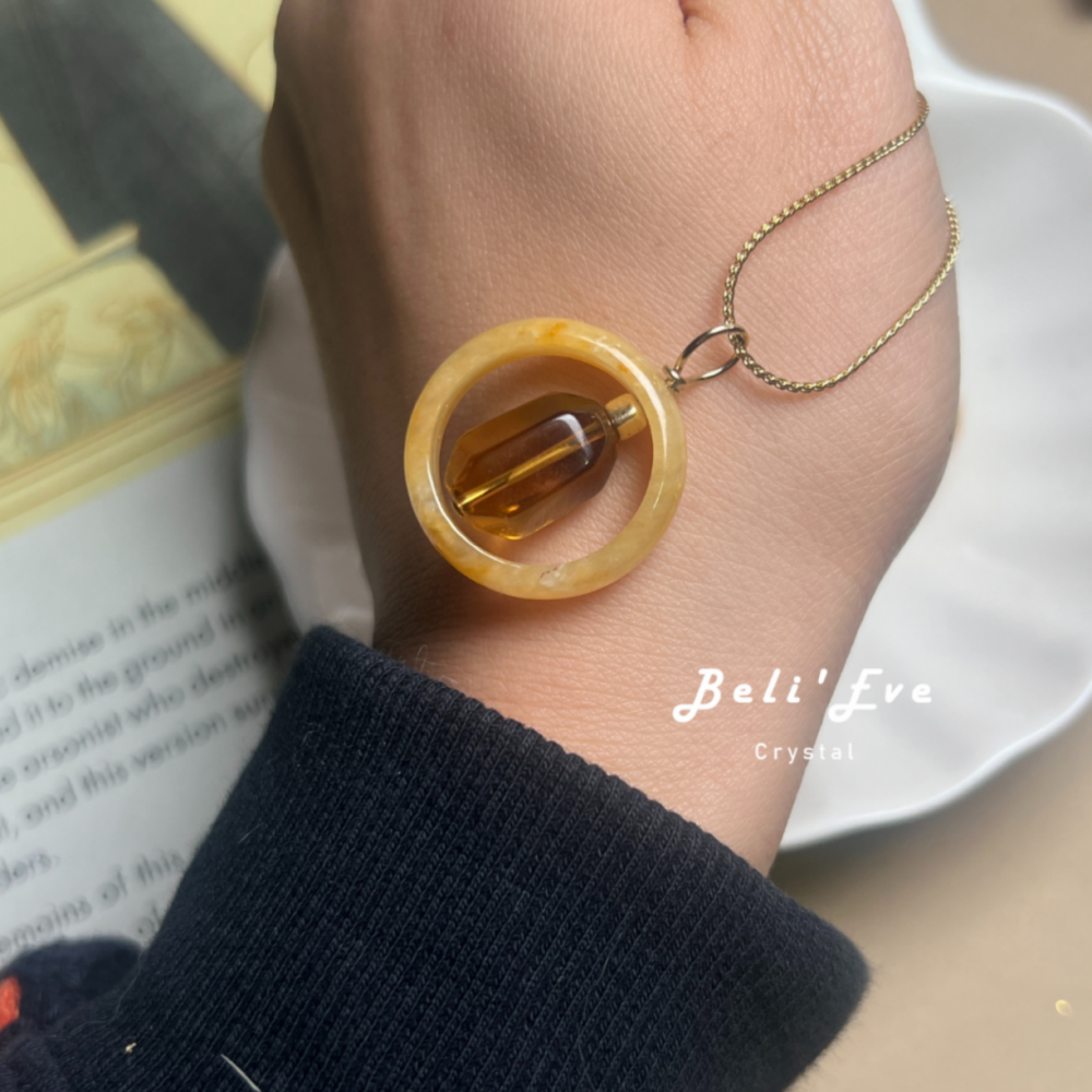 黃翡+MAX威士忌黃水晶 星家訂製項鍊 轉轉框框 轉動生命力量 重新設計目標 招財超強