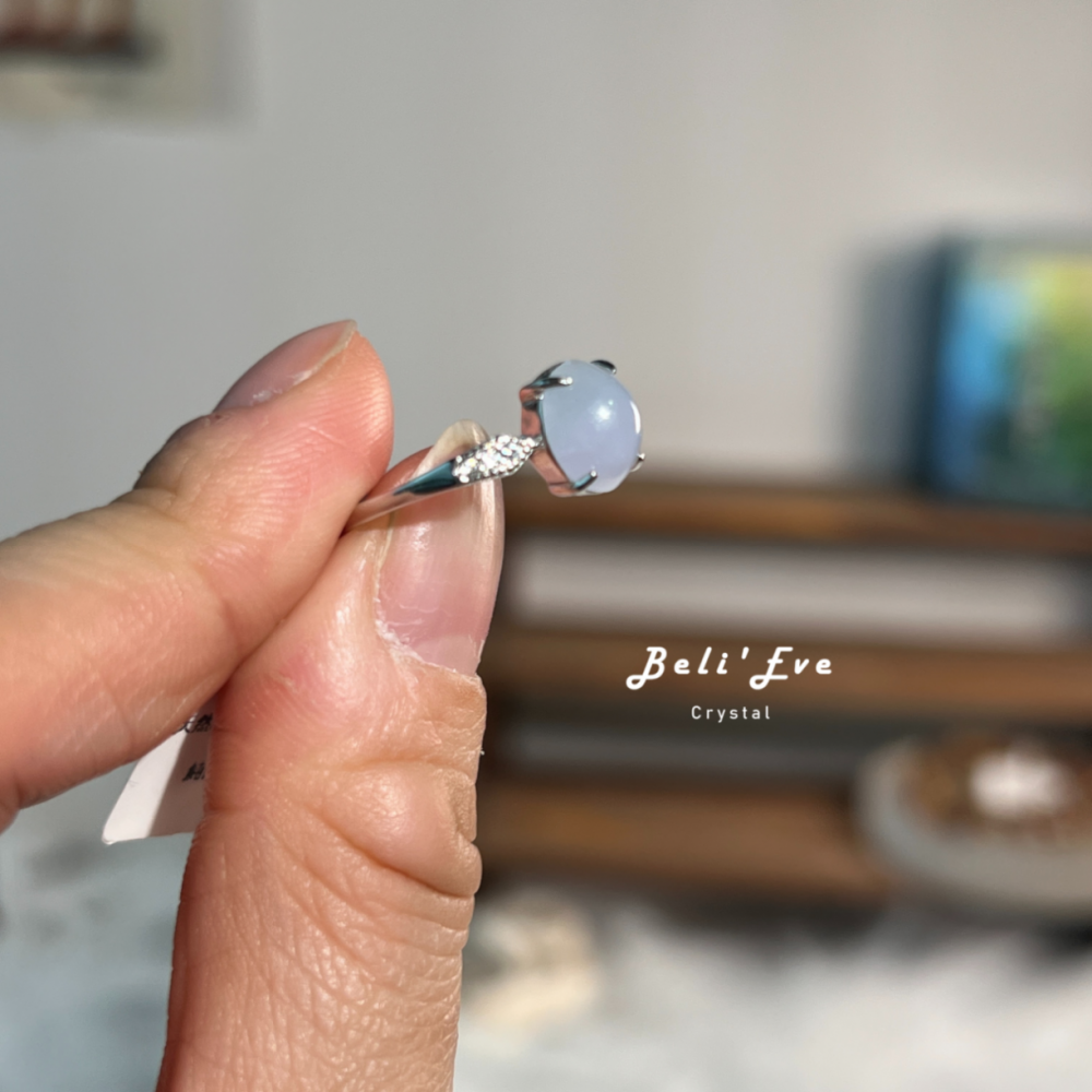 『MAX紫翡翠』蛋面8MM 天然紫羅蘭緬甸翡翠 純銀鑲嵌可調戒指