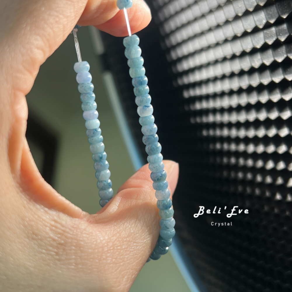 『牛仔藍翡翠』MAX級別 4.7-5.5MM 糯冰盤珠 天然緬甸飄花翡翠 鈦元素致色元素