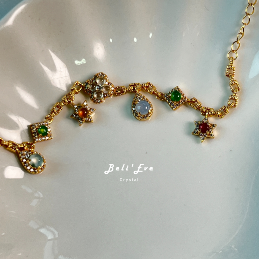 『重工設計』緬甸翡翠 多色蛋面 天然翡翠 純銀鑲嵌手鍊 紫羅蘭 綠 白冰 冰黃 冰紅 值得珍藏