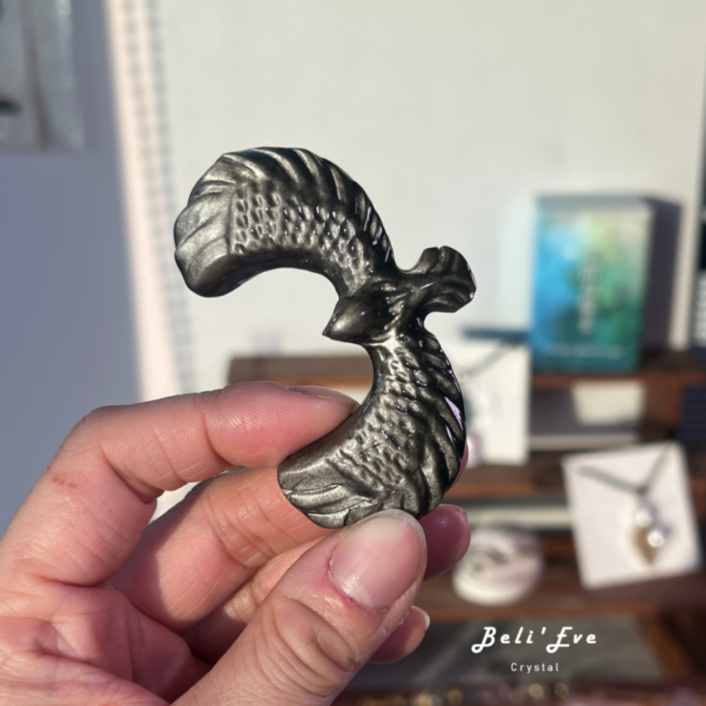 『寓意勇敢』人工雕刻 銀曜石轉轉老鷹 黑曜石 轉轉老鷹 迎接挑戰