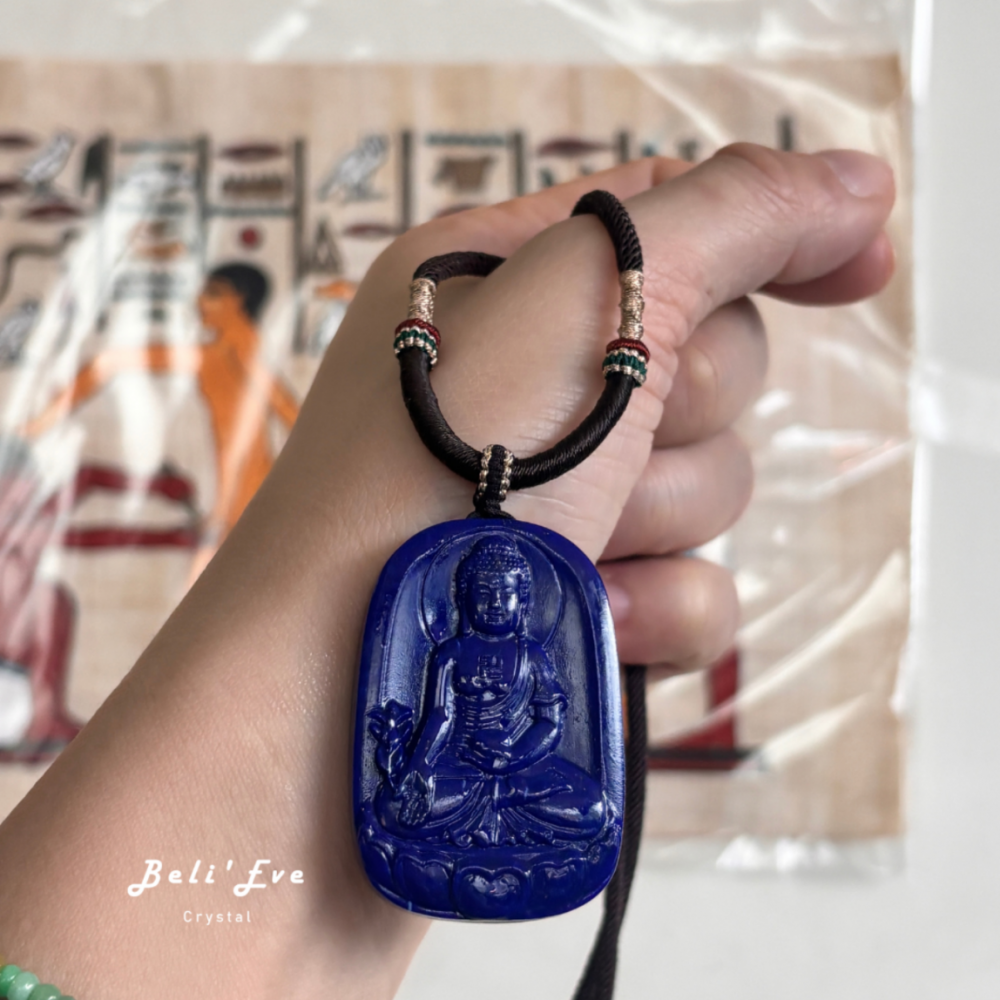 『人工雕刻』青金石藥師佛 真正青金石 高藍色