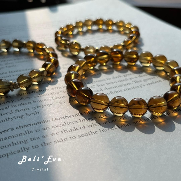 『證書證明』真正天然！威士忌黃水晶手串 天然黃水晶Citrine 老薑黃色