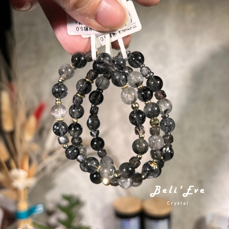 『三倍小人退散5.0』高品黑髮晶+高品黑銀鈦+黑銅鈦方塊 辦公室必備 招財避邪