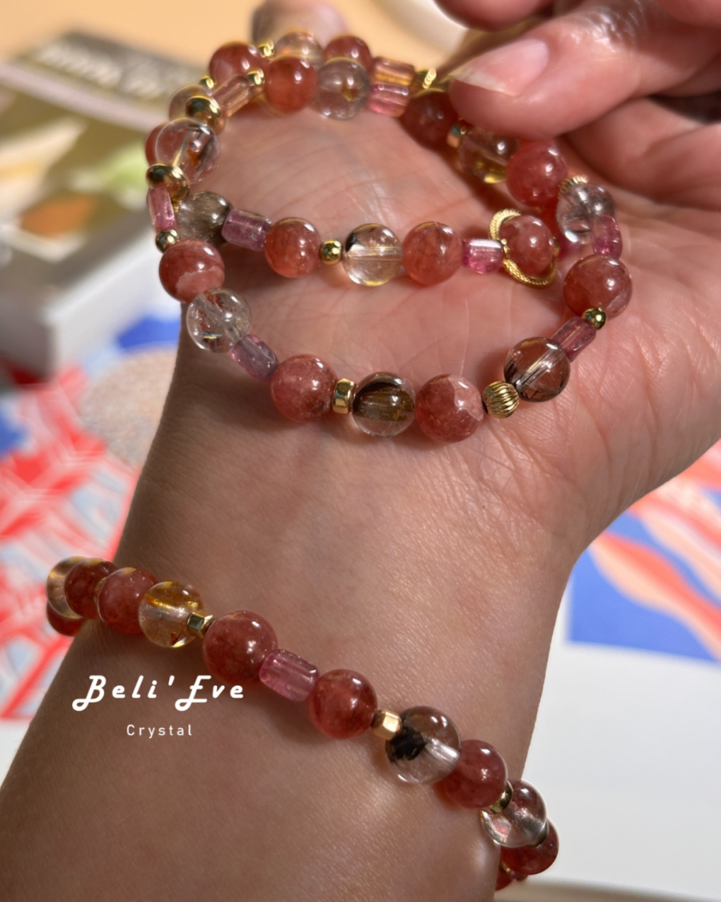 『感情升溫』高品紅紋石+膠花黑銀鈦+粉碧璽－姻緣婚姻 拒絕爛桃花 創傷療癒