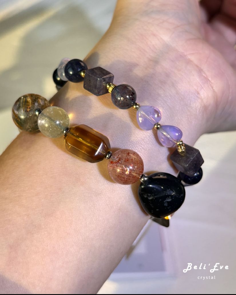 『三倍情緒管理2.0』血滴菫青石+寶石藍菫青石+紫玉晶愛心造型