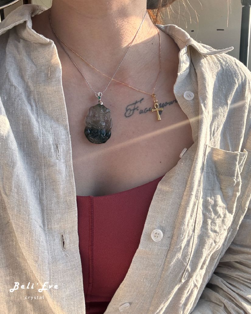 『升遷加薪』綠髮晶九尾狐吊墜  人緣許願 工作情緒冷靜不慌張 