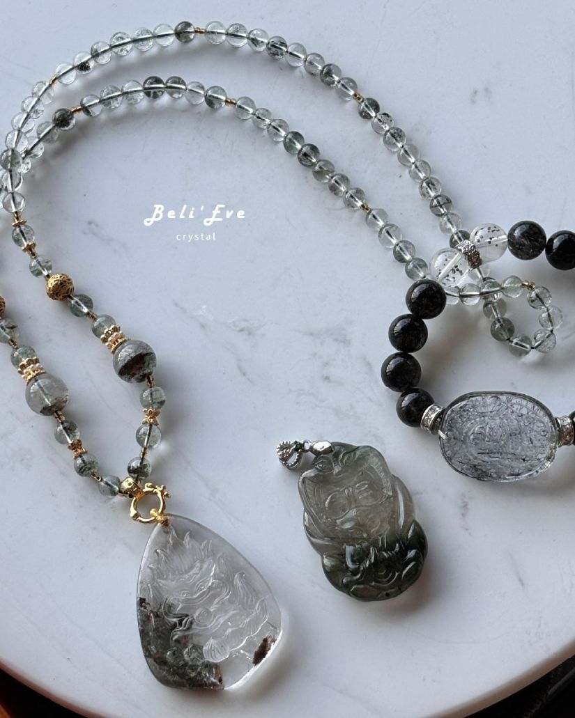 『業績加強』綠幽靈九尾狐+同款長珠鏈 許願招貴人 業績加強 突破目標