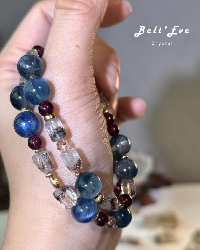 『三倍魅力2.0』MAX透體藍晶石+超七金草莓+紫牙烏石榴石