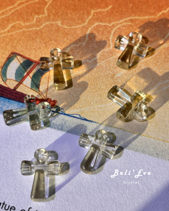 『豐盛富足』轉化能量 -利比亞黃金隕石 雕刻 埃及安卡 生命之鑰