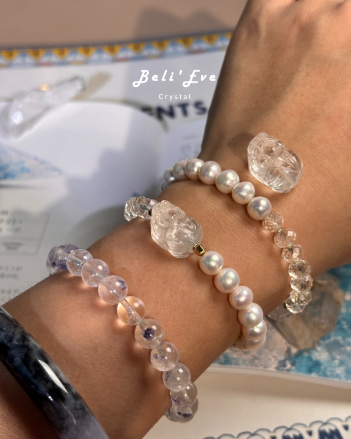 媲美海水珍珠的淡水珍珠+切面白水晶+拉絲托帕石Topaz貔貅 專案企劃 講師 業務 溝通 自信心