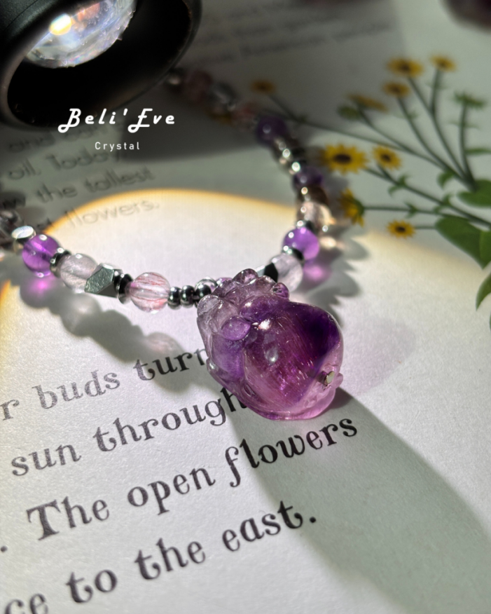 『七倍能量』 超七項鍊+精品粉紫超七貔貅項鍊 超級七水晶 全能量都有