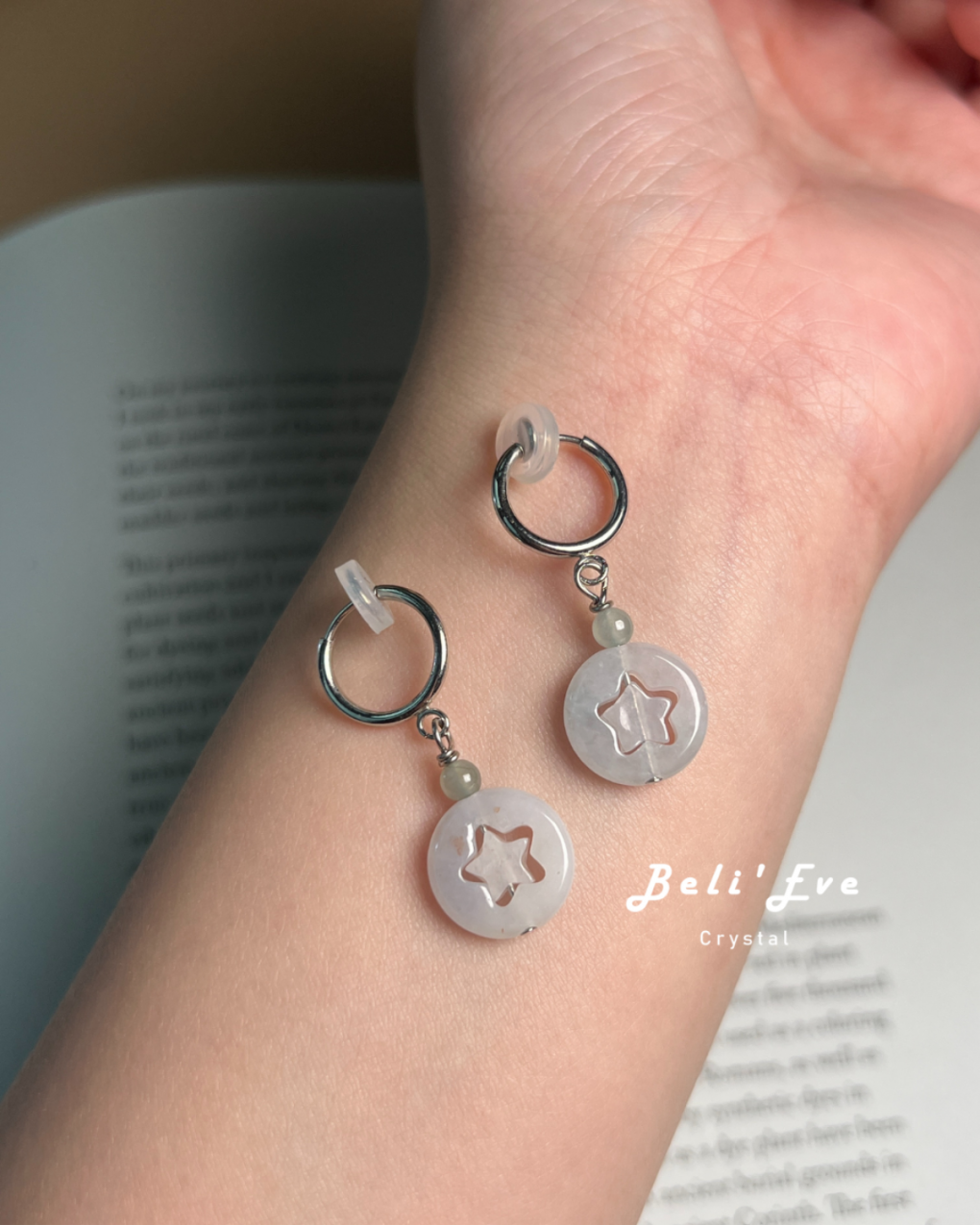 緬甸翡翠星星 星家訂製 不銹鋼耳環