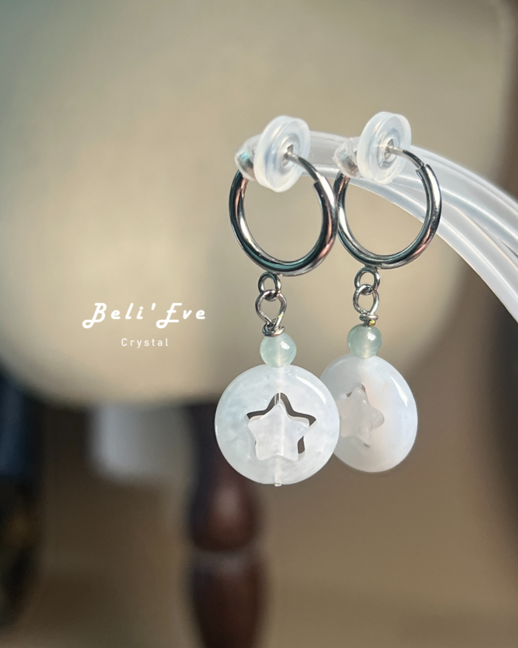 緬甸翡翠星星 星家訂製 不銹鋼耳環