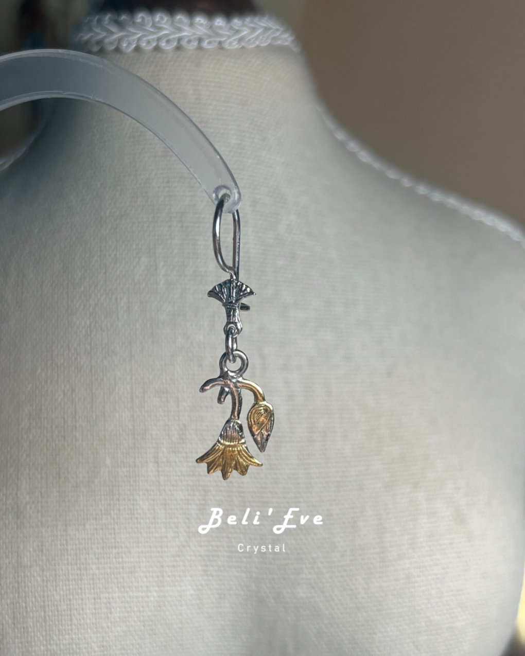 埃及進口 藍蓮花 金銀設計 925純銀耳環 