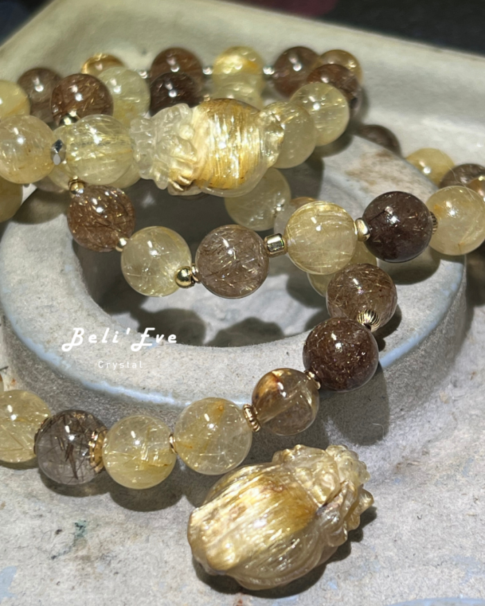 『三倍招財9.0』魔鬼髮晶+鈦晶+維納絲金髮 星家熱銷款 招財 正財 事業加強 積極進取 充滿意志力