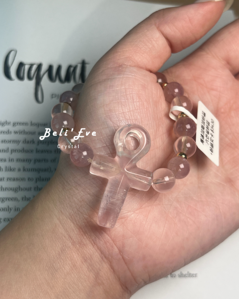 『創傷療癒』奶白晶安卡+粉黛粉晶+馬達加斯加粉晶 設計款