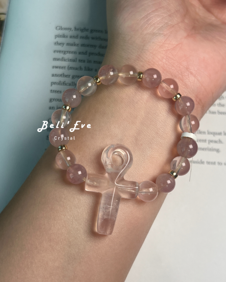 『創傷療癒』奶白晶安卡+粉黛粉晶+馬達加斯加粉晶 設計款