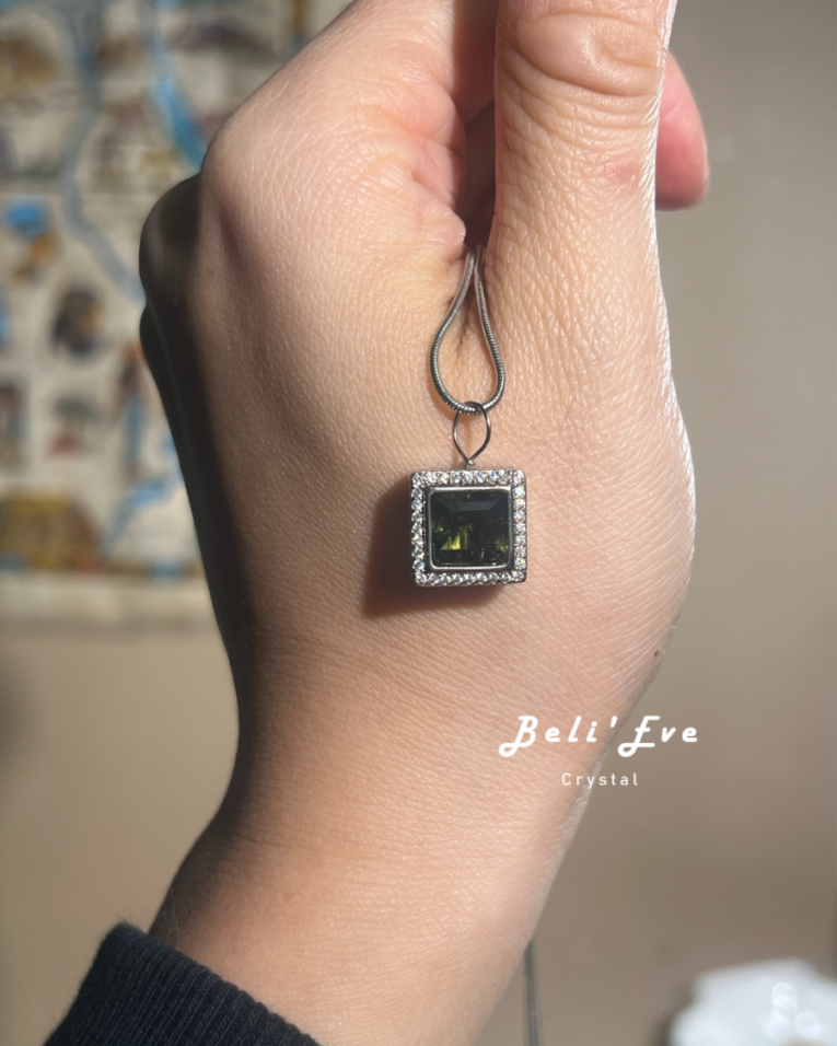 轉化人生『捷克隕石』身體改變 顯化願望 方塊純銀鑲嵌 項鍊