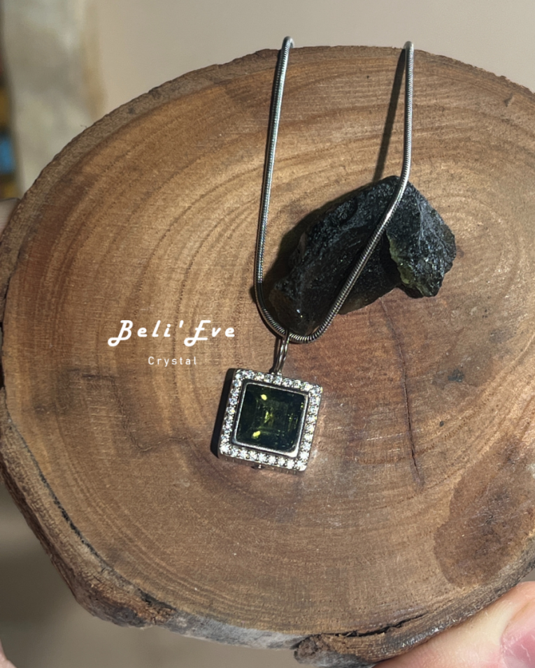 轉化人生『捷克隕石』身體改變 顯化願望 方塊純銀鑲嵌 項鍊